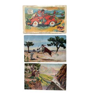 Vintage Funny Comic theme Texas Postcards Lot 3 Retro 2 Unposted 1945's